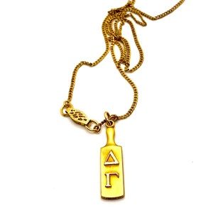 Vintage 1950's Sorority Necklace and Pendant Gold Tone ✨ C011